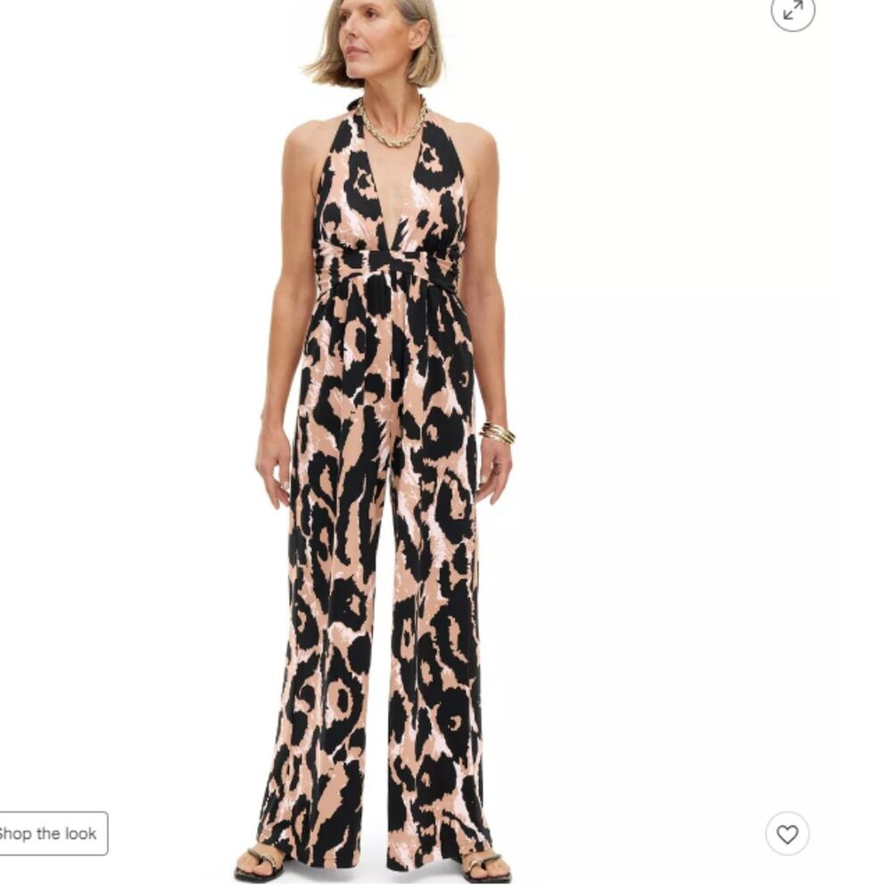 Women's Halter Leopard Neutral Jumpsuit - DVF for Target